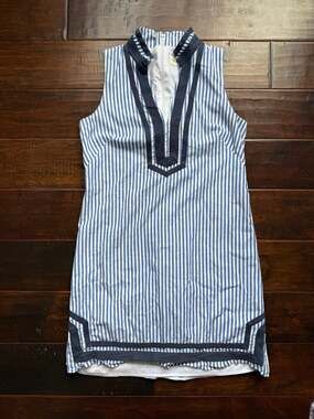 Eliza J Blue and White Striped Sleeveless Tunic Dress Size 2